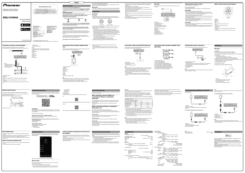 Page 1 de la notice Manuel utilisateur Pioneer DEQ-S1000A2