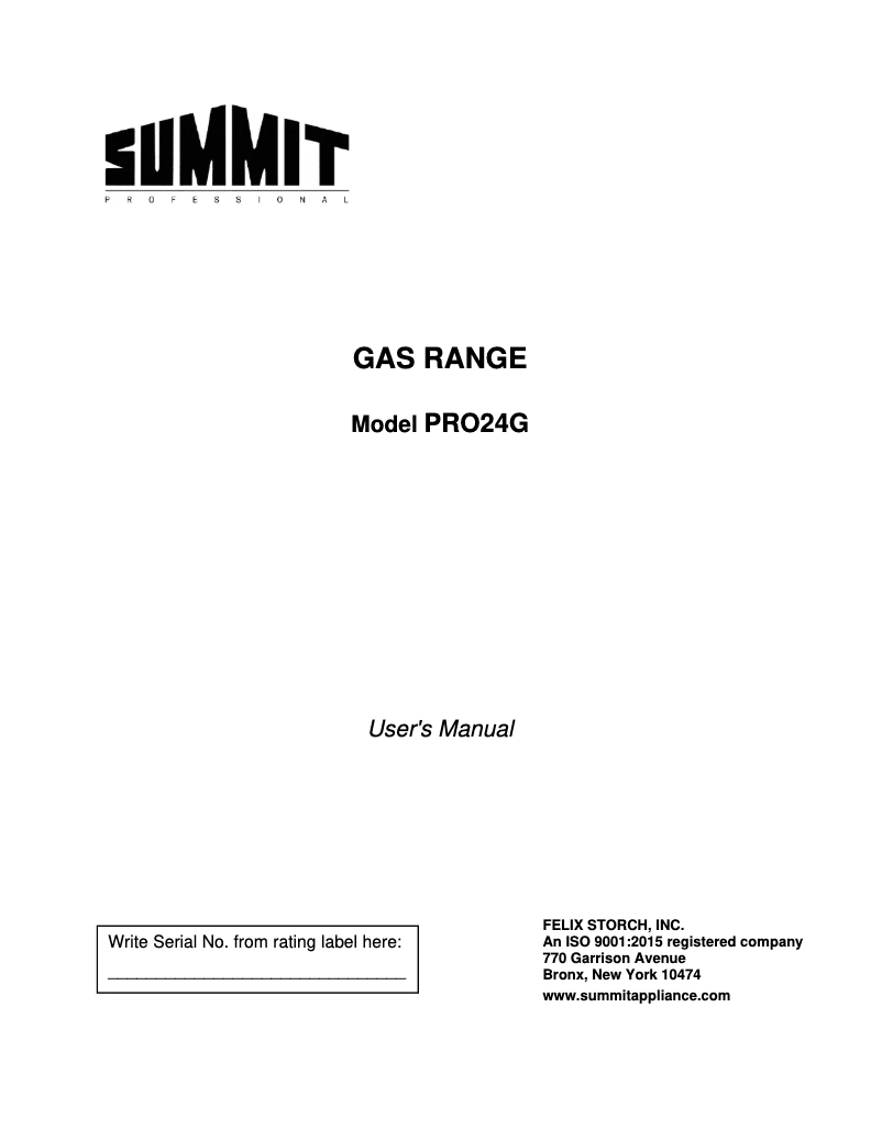 Image de la première page du manuel de l'appareil PRO24G