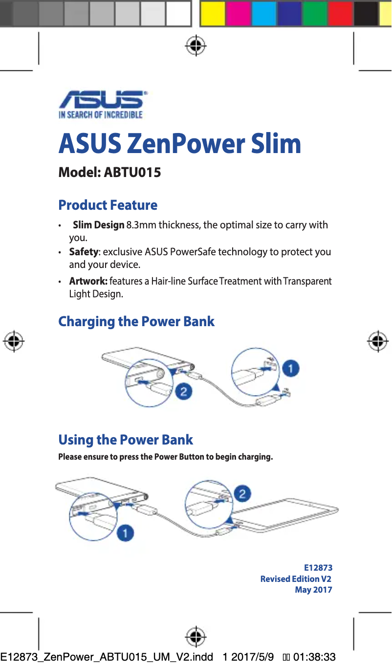 Page 1 de la notice Manuel utilisateur Asus ZenPower Slim ABTU015