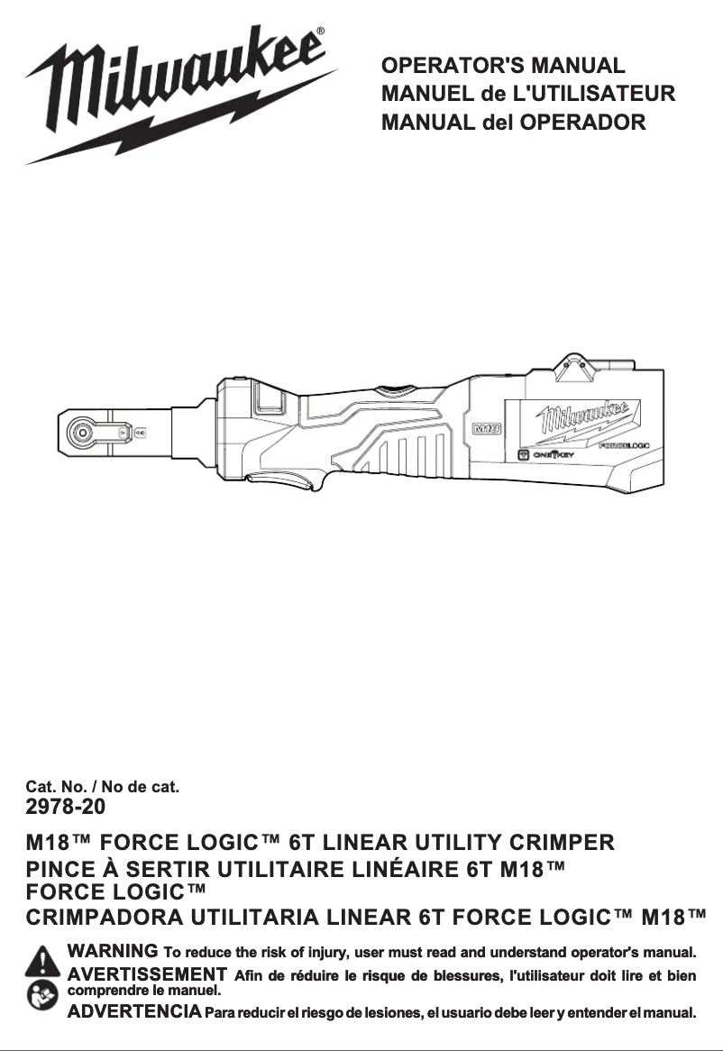 Page n°1 - Manuel utilisateur Milwaukee M18 Force Logic 2978-22K
