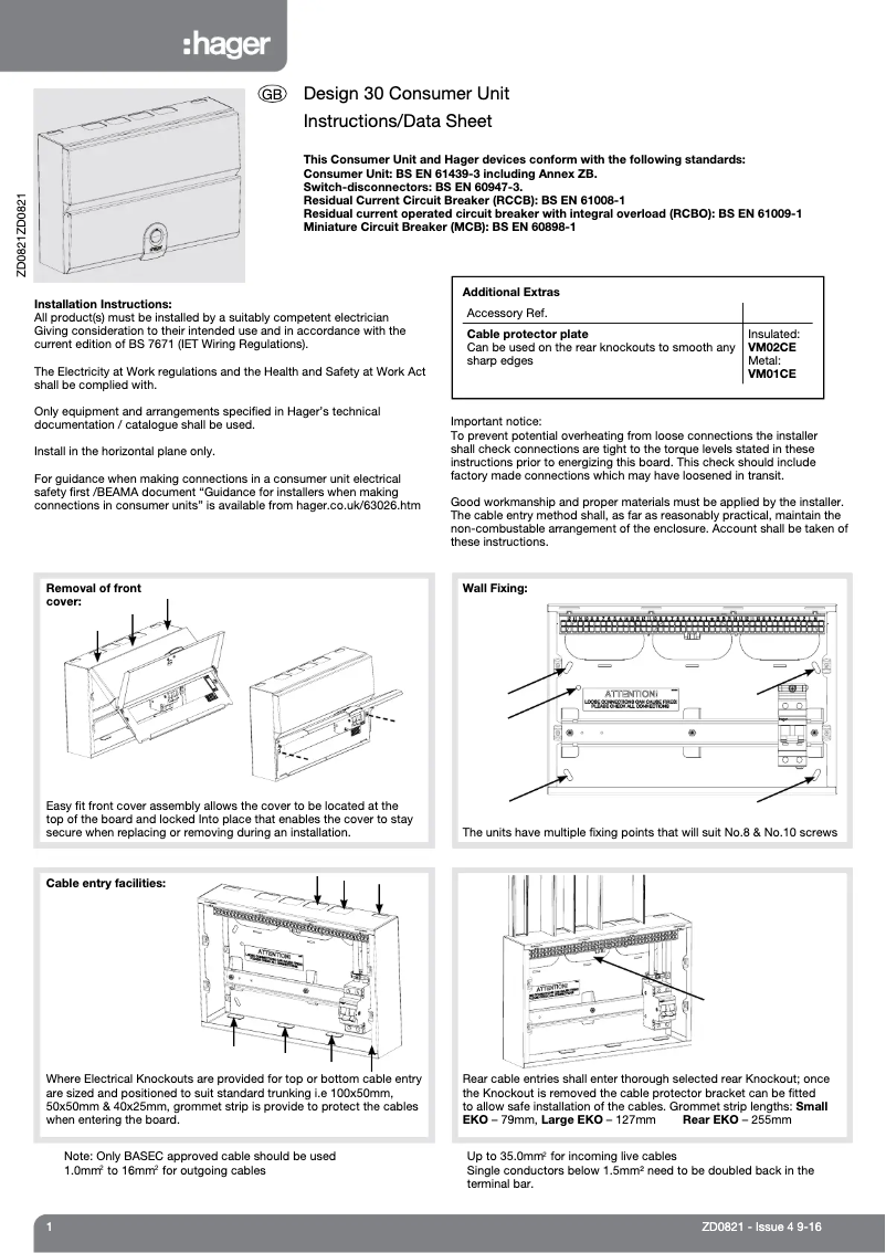 Page 1 of the manual User Manual Hager VM008