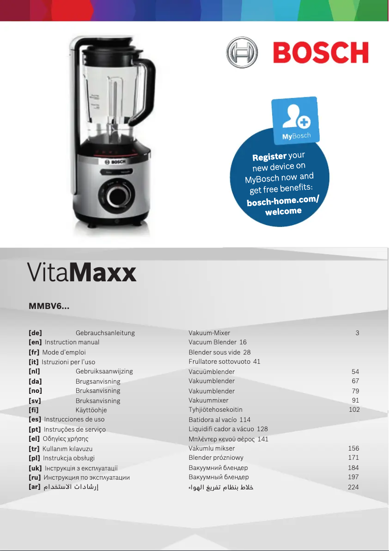 Page n°1 - Manuel utilisateur Bosch VitaMaxx MMBV621M