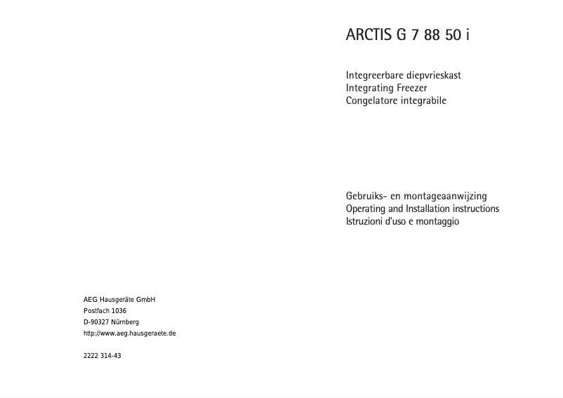 Page 1 de la notice Manuel utilisateur AEG-Electrolux G 78850 I