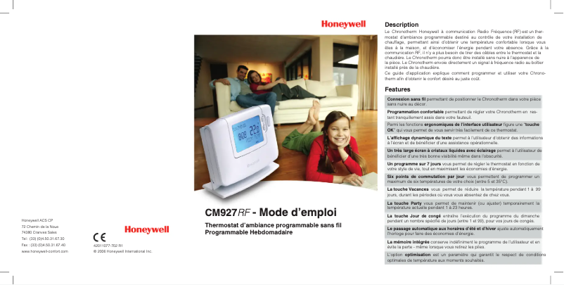 Page 1 de la notice Manuel utilisateur Honeywell CM927RF