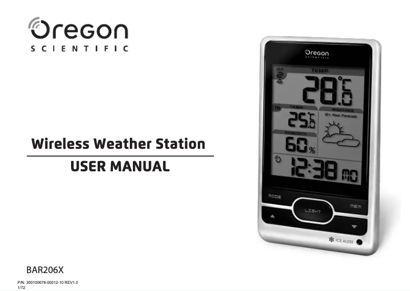 Page 1 de la notice Manuel utilisateur Oregon Scientific BAR206X