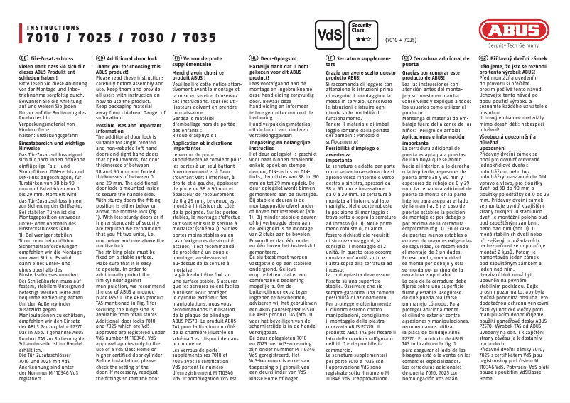 Page n°1 - Instructions / montage Abus 7030