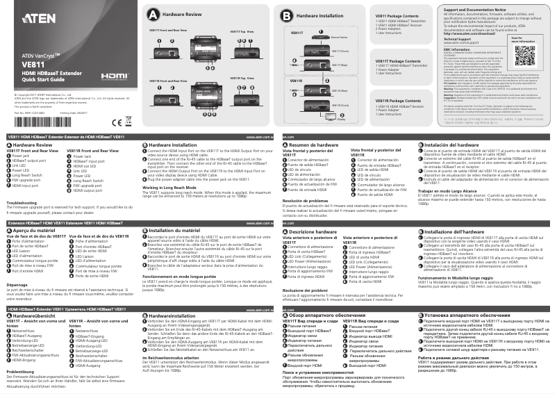 Page 1 de la notice Guide de démarrage rapide ATen VE811