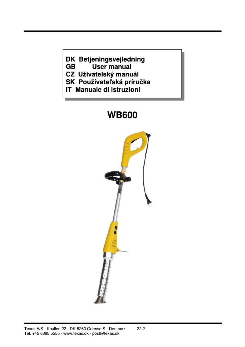 Image de la première page du manuel de l'appareil WB600