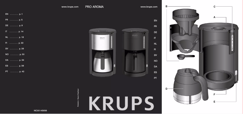 Image de la première page du manuel de l'appareil Pro Aroma KM3038