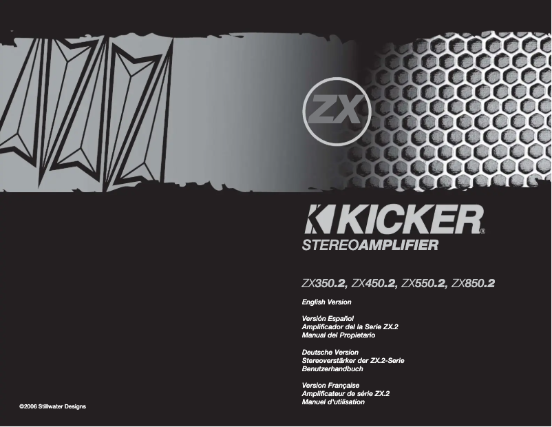 Page 1 de la notice Manuel utilisateur Kicker ZX850.2