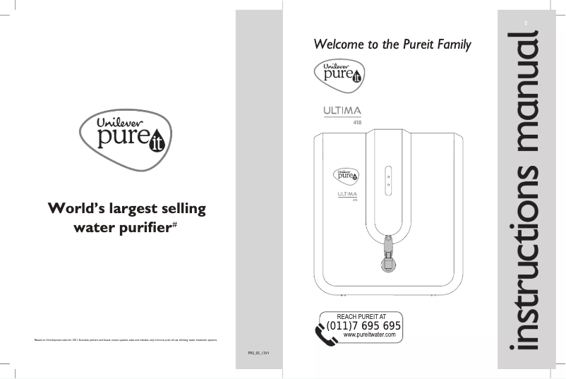 Page 1 de la notice Manuel utilisateur Pureit Ultima