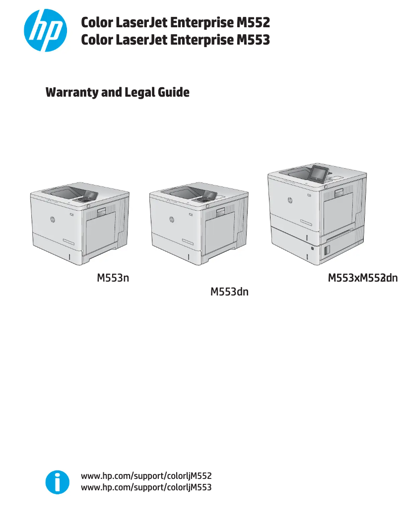 Image de la première page du manuel de l'appareil Color LaserJet Enterprise M552