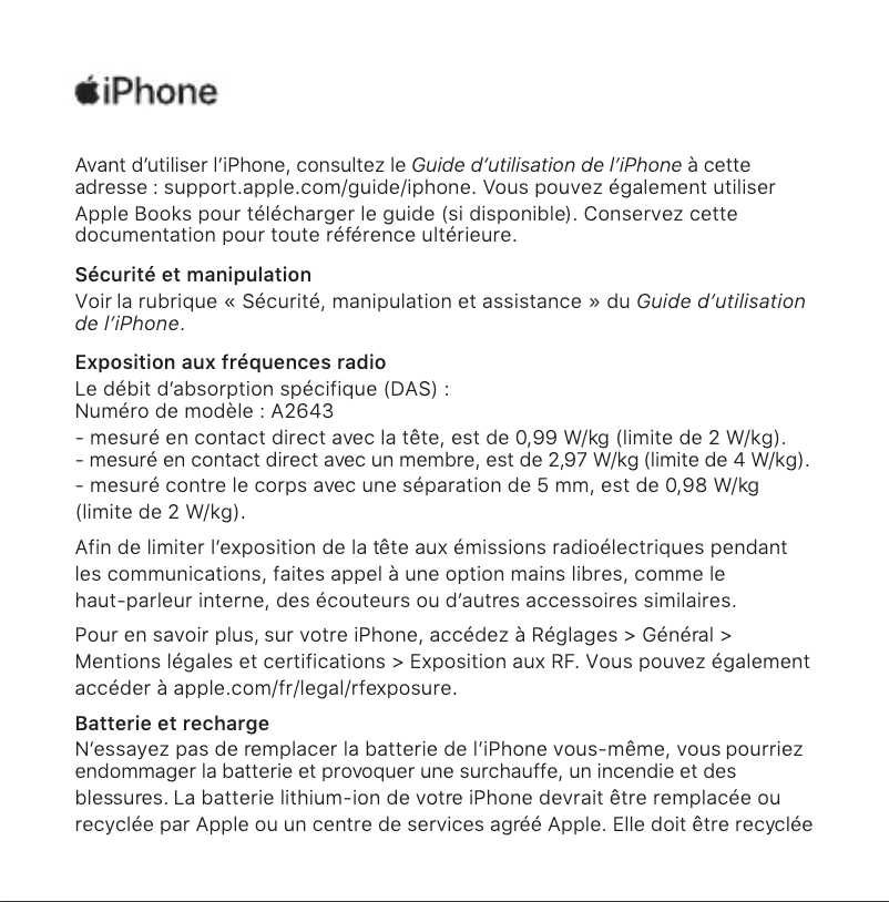 Image de la première page du manuel de l'appareil iPhone 13 Pro Max