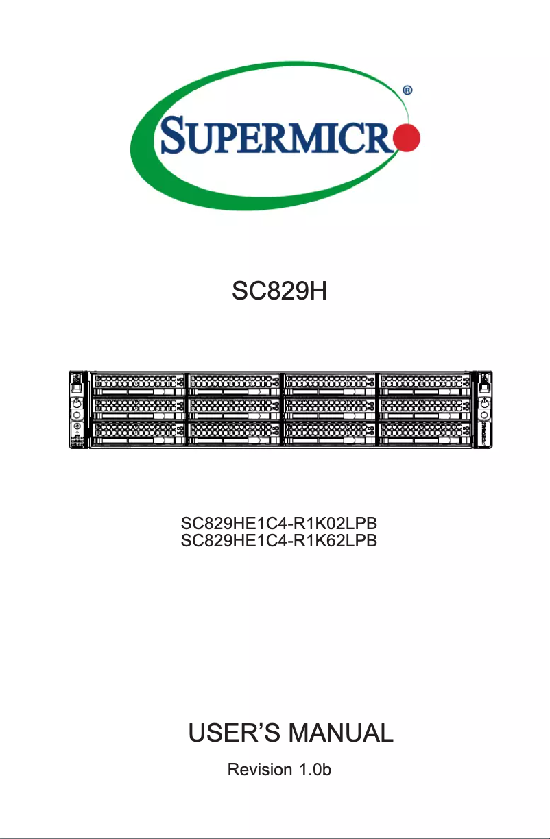 Page 1 de la notice Manuel utilisateur Supermicro SuperChassis SC829
