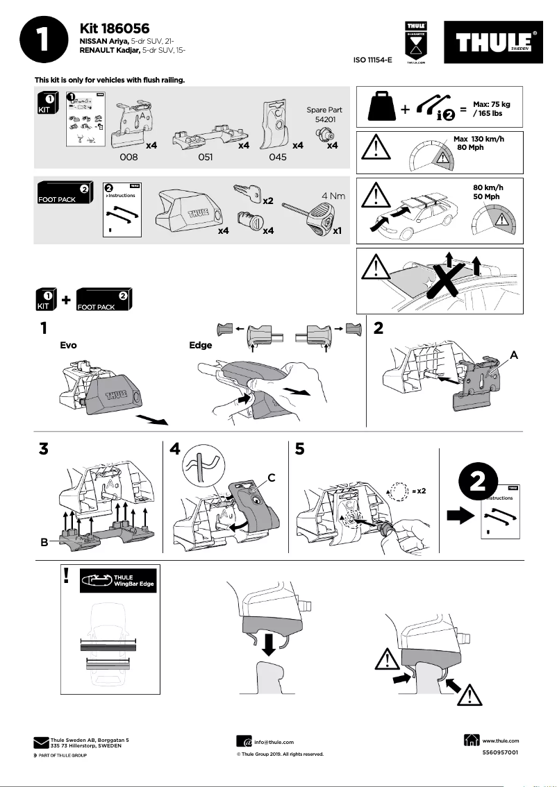 Page 1 de la notice Manuel utilisateur Thule Kit 186056