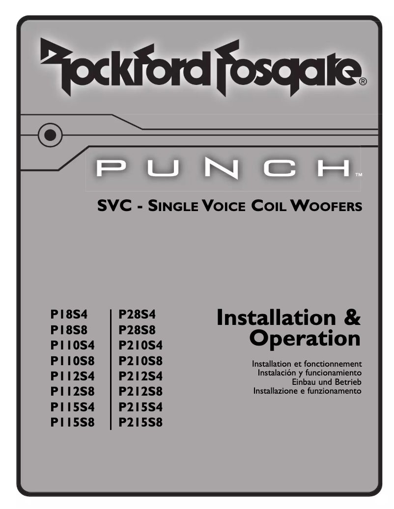 Page n°1 - Manuel utilisateur Rockford Fosgate Punch P18S4