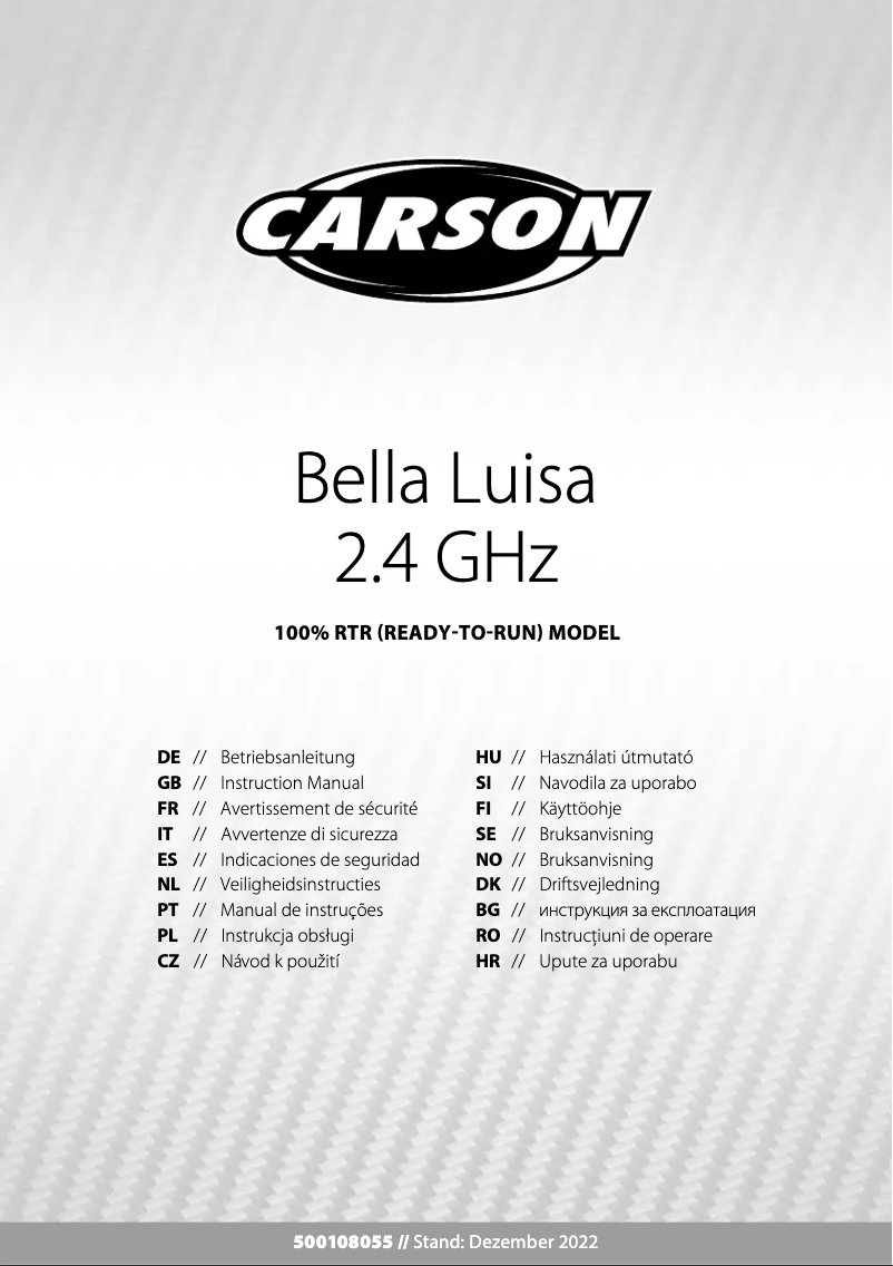 Image de la première page du manuel de l'appareil Bella Luisa