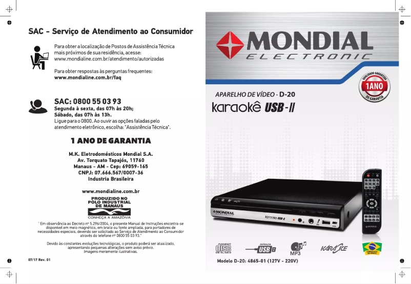 Image de la première page du manuel de l'appareil D-20