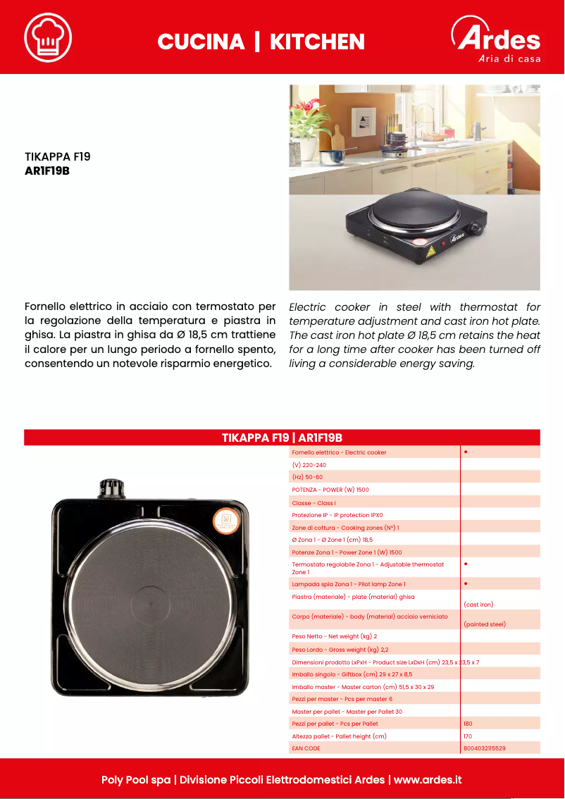 Page n°1 - Fiche technique Ardes AR1F19B