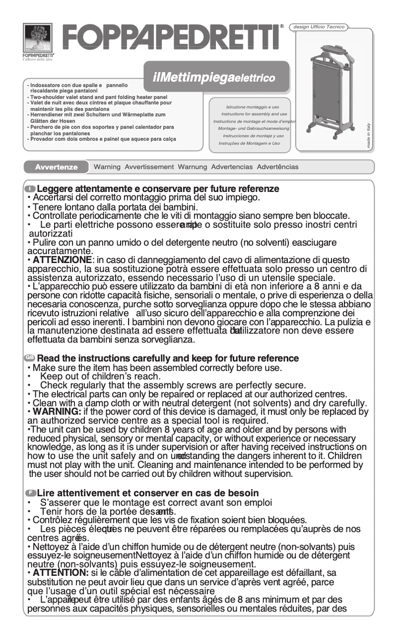 Page 1 de la notice Manuel utilisateur Foppapedretti ilMettimpiega elettrico