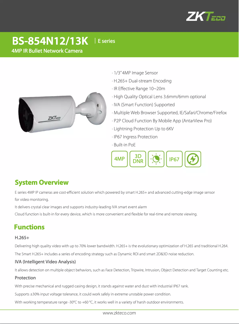 Página 1 del manual Manual de usuario ZKTeco BS-854N12K