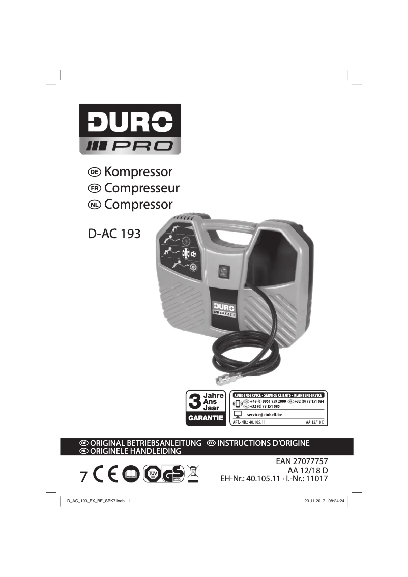 Image de la première page du manuel de l'appareil D-AC 193