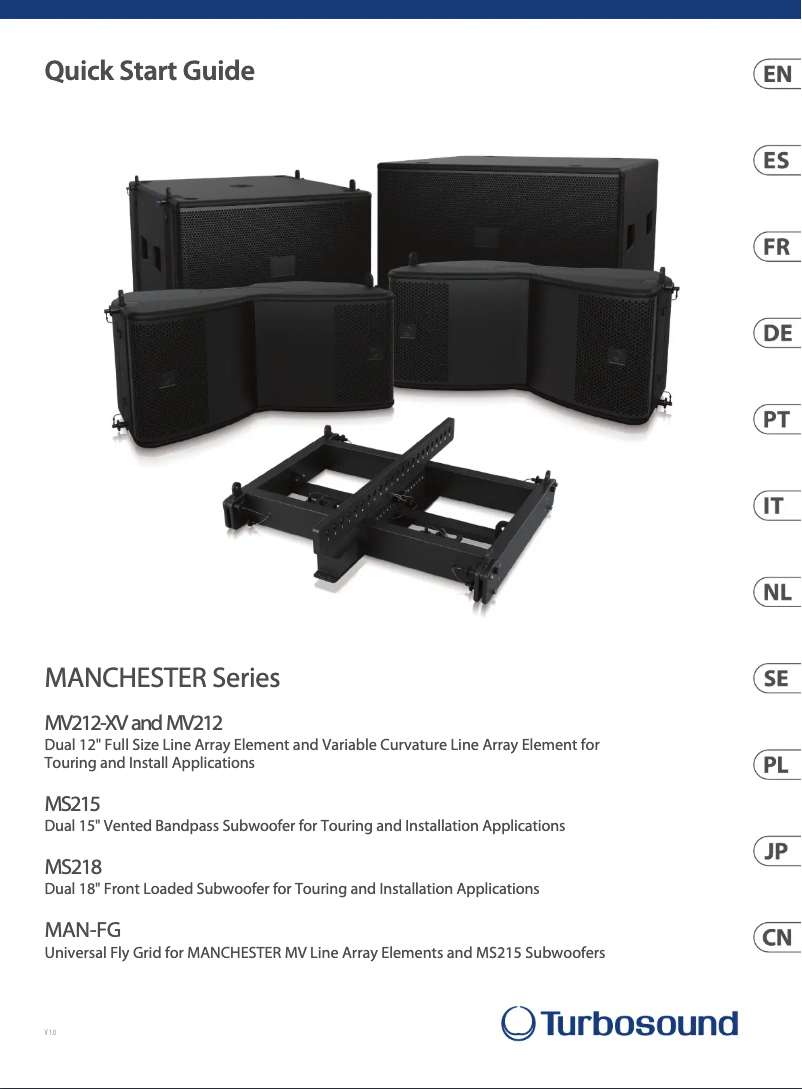 Page n°1 - Guide de démarrage rapide Turbosound Manchester MV212-XV