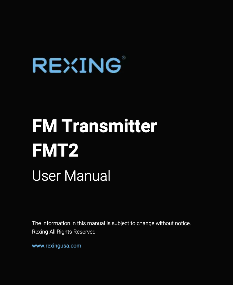 Page 1 de la notice Manuel utilisateur Rexing FMT2