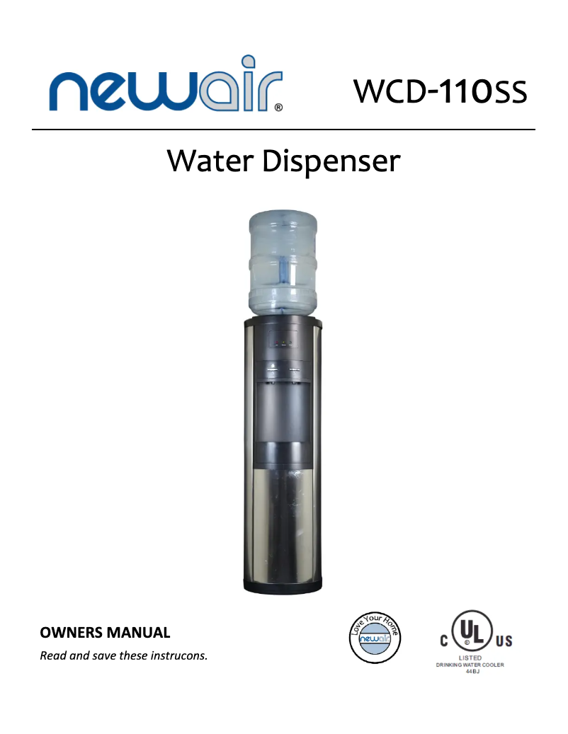 Page 1 de la notice Manuel utilisateur NewAir WCD-110SS