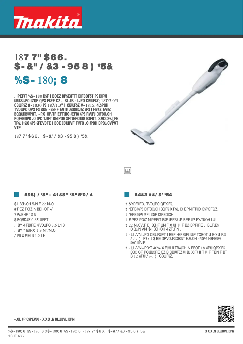 Page 1 de la notice Fiche technique Makita DCL180ZW