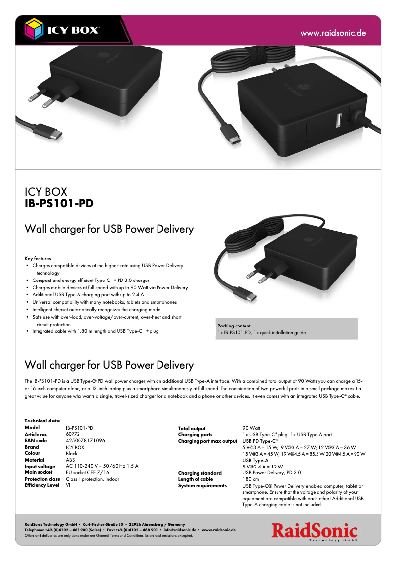 Image de la première page du manuel de l'appareil IB-PS101-PD