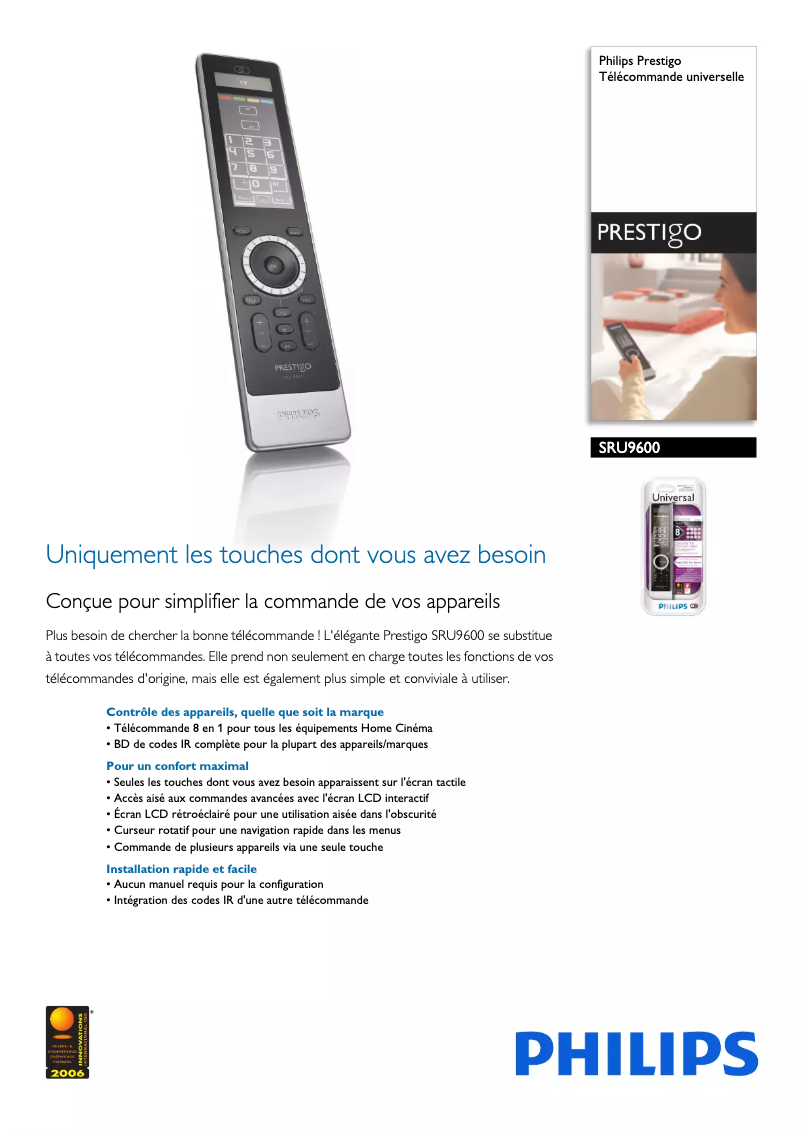 Page n°1 - Fiche technique Philips Prestigo SRU9600