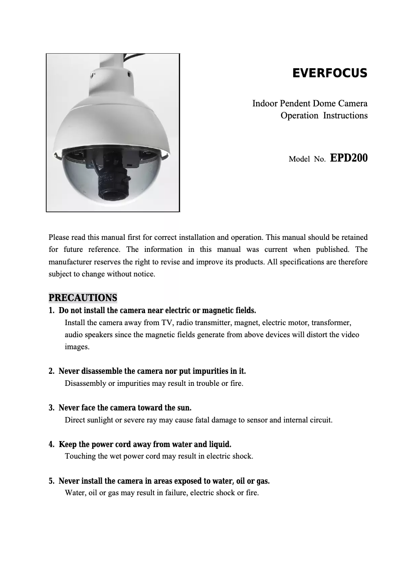 Page n°1 - Manuel utilisateur EverFocus EPD200A
