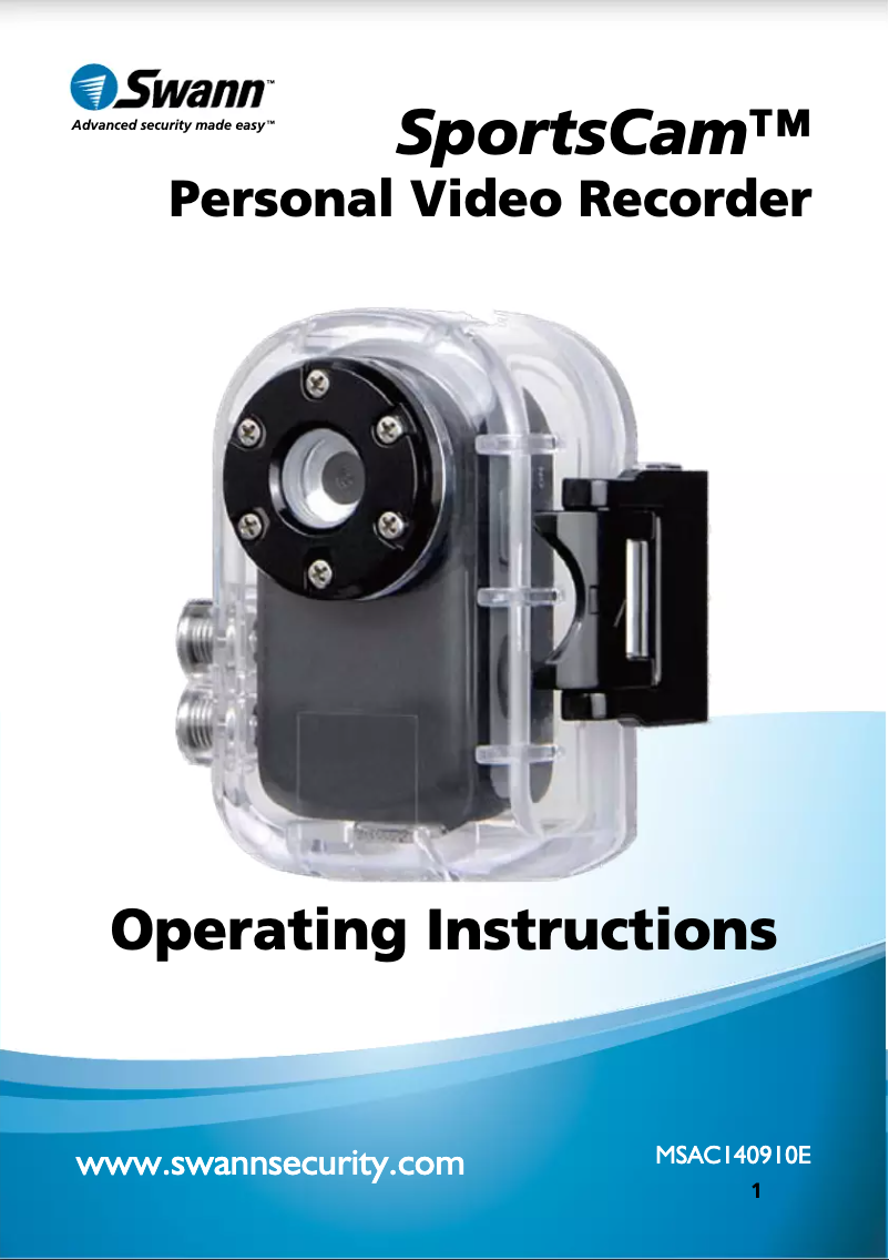 Image de la première page du manuel de l'appareil SWSAC-SPORTSCAM