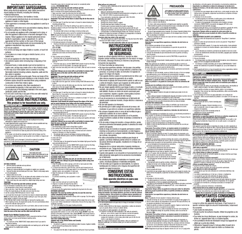 Image de la première page du manuel de l'appareil TO195OSBD