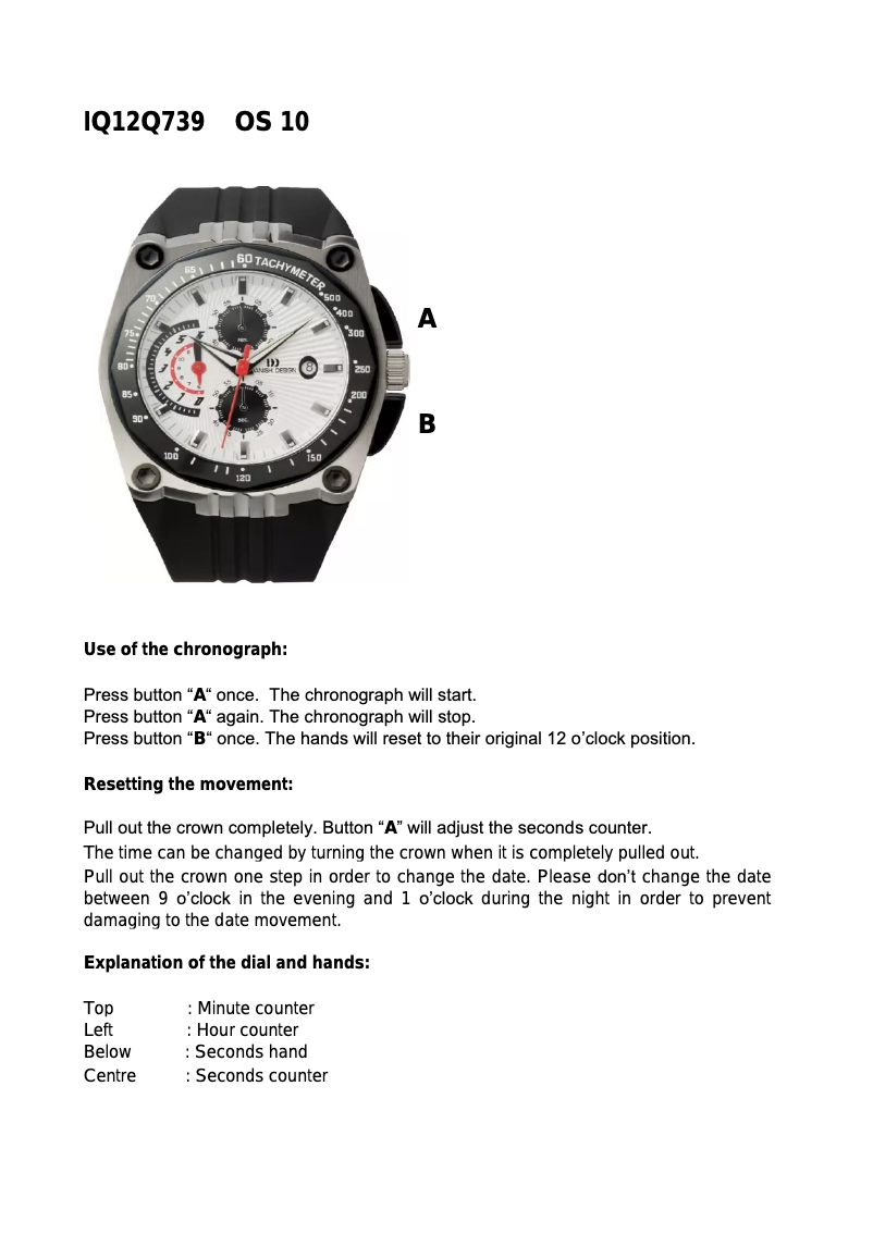 Page n°1 - Manuel utilisateur Danish Design Q739