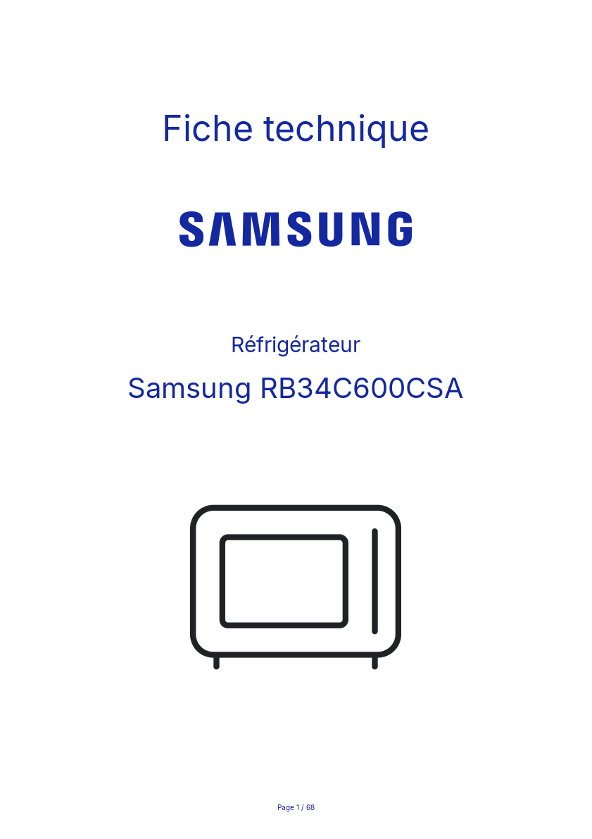 Page n°1 - Fiche technique Samsung RB34C600CSA