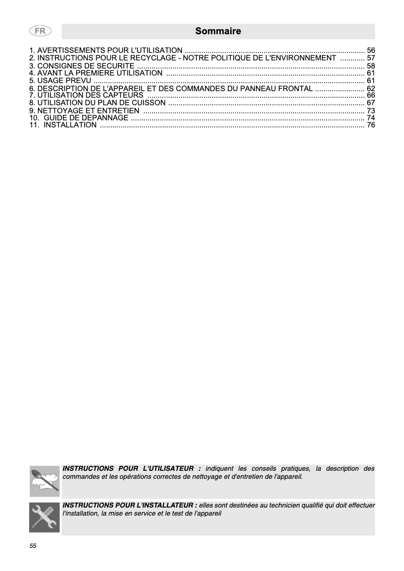 Page n°1 - Manuel utilisateur Smeg SE2842IDX
