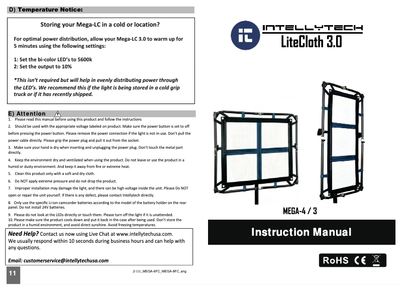Image de la première page du manuel de l'appareil LiteCloth Mini Mega-3