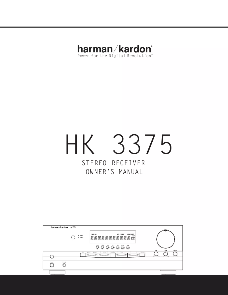 Page n°1 - Manuel utilisateur Harman Kardon HK 3375