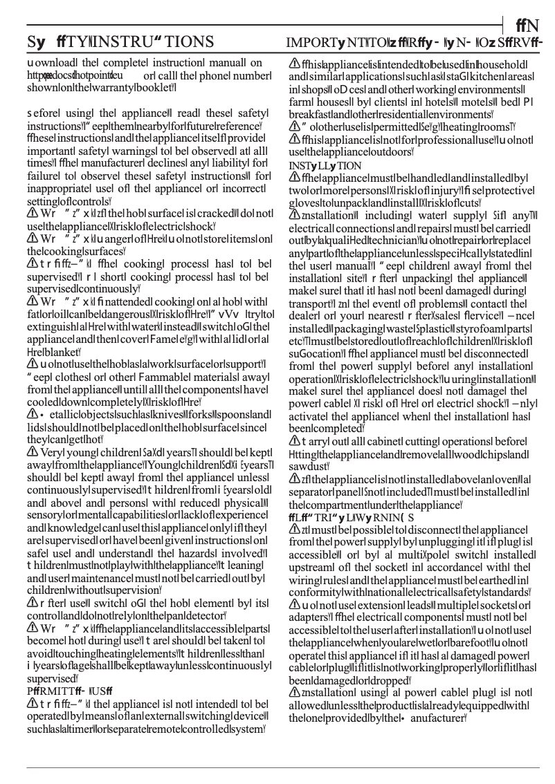 Page n°1 - Instructions / montage Hotpoint TS 5760F NE