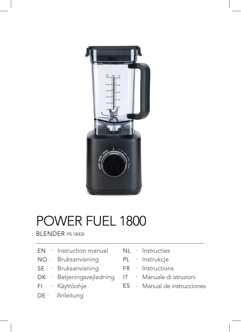 Page n°1 - Manuel utilisateur Wilfa Powerfuel 1800 PB-1800B