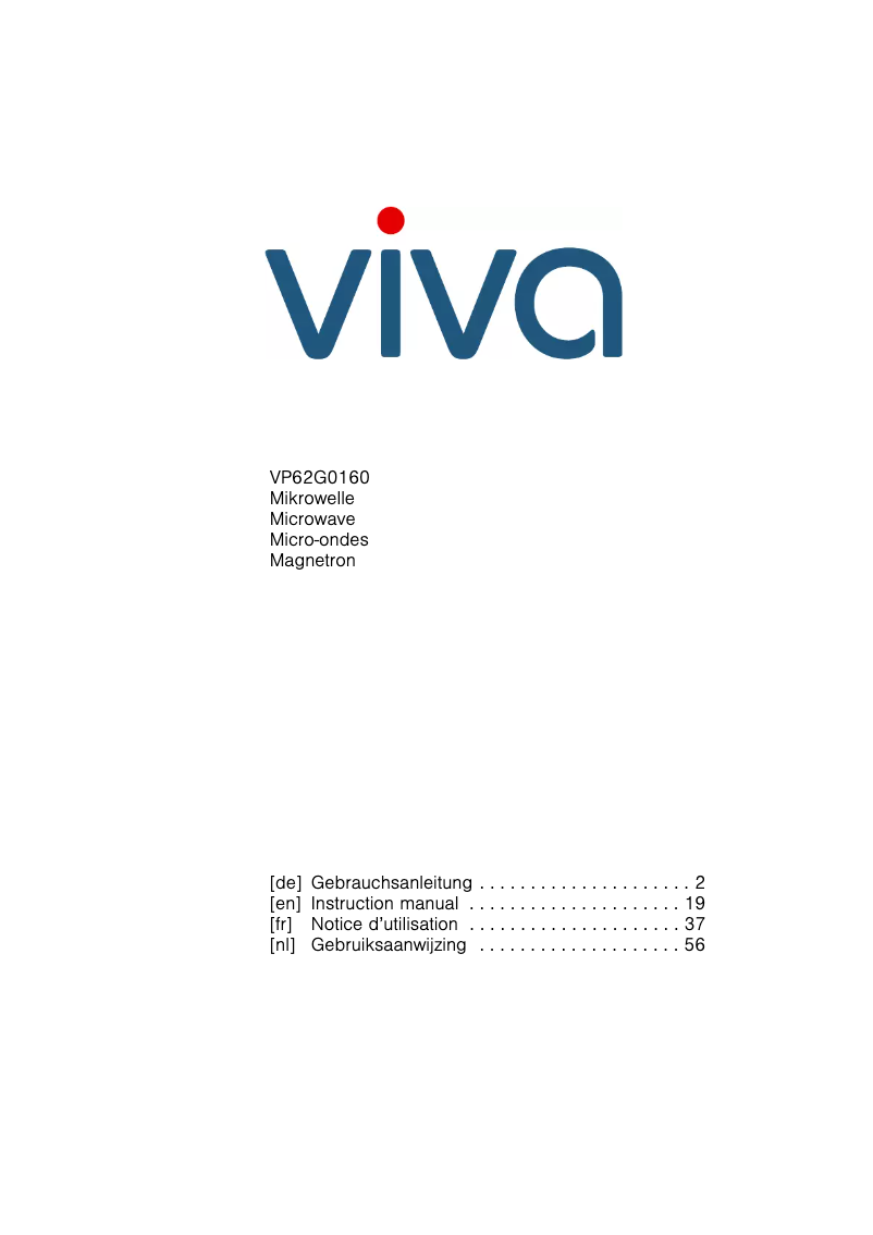 Page n°1 - Manuel utilisateur Viva VP62G0160