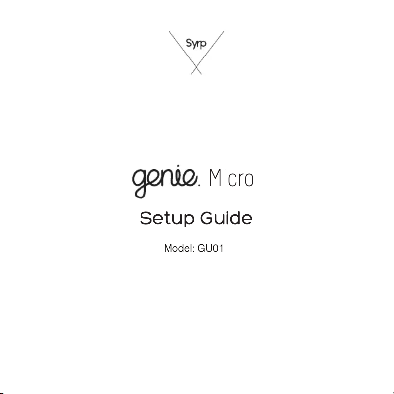 Page 1 de la notice Manuel utilisateur Syrp Genie Micro
