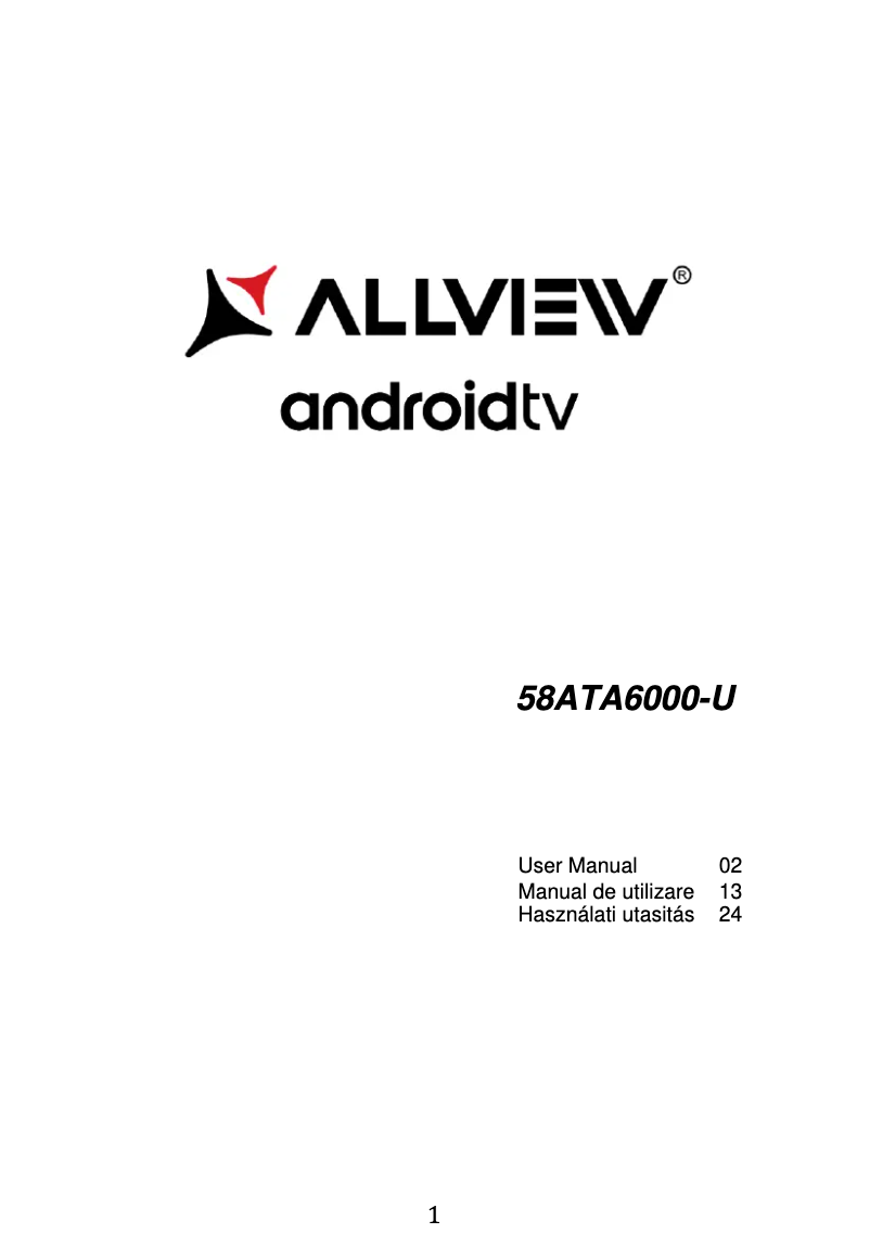 Page 1 de la notice Manuel utilisateur Allview 58ATA6000-U