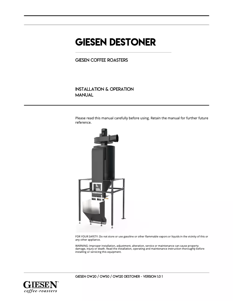 Page n°1 - Manuel utilisateur Giesen Coffee Roasters OW20