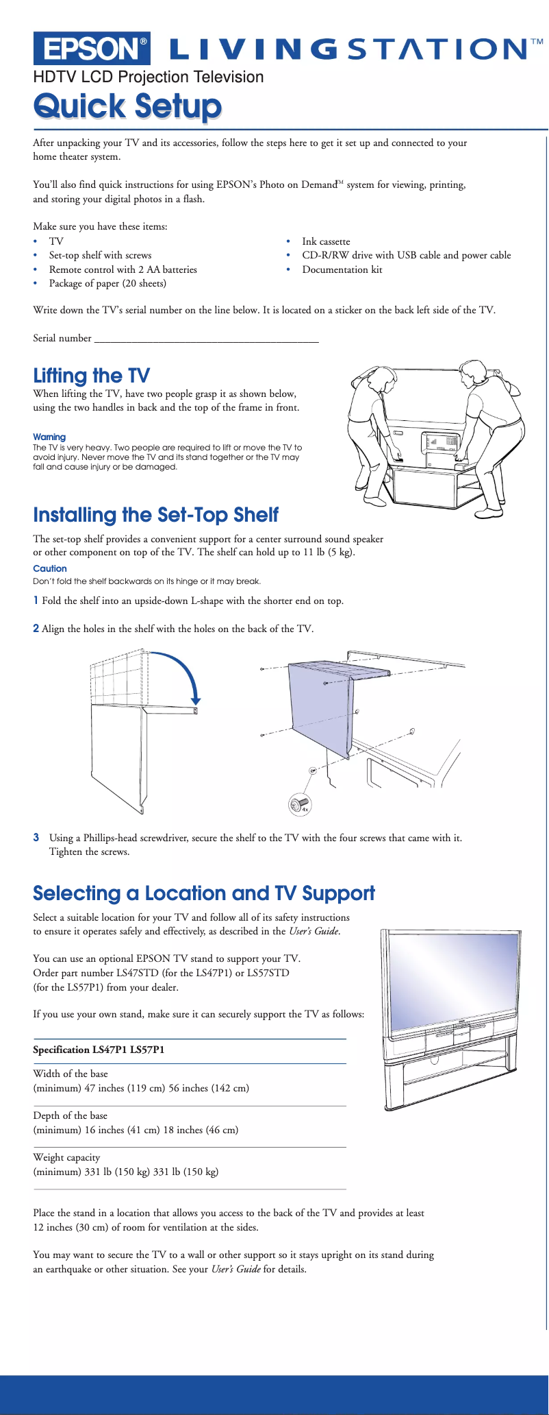 Image de la première page du manuel de l'appareil Livingstation LS57P1