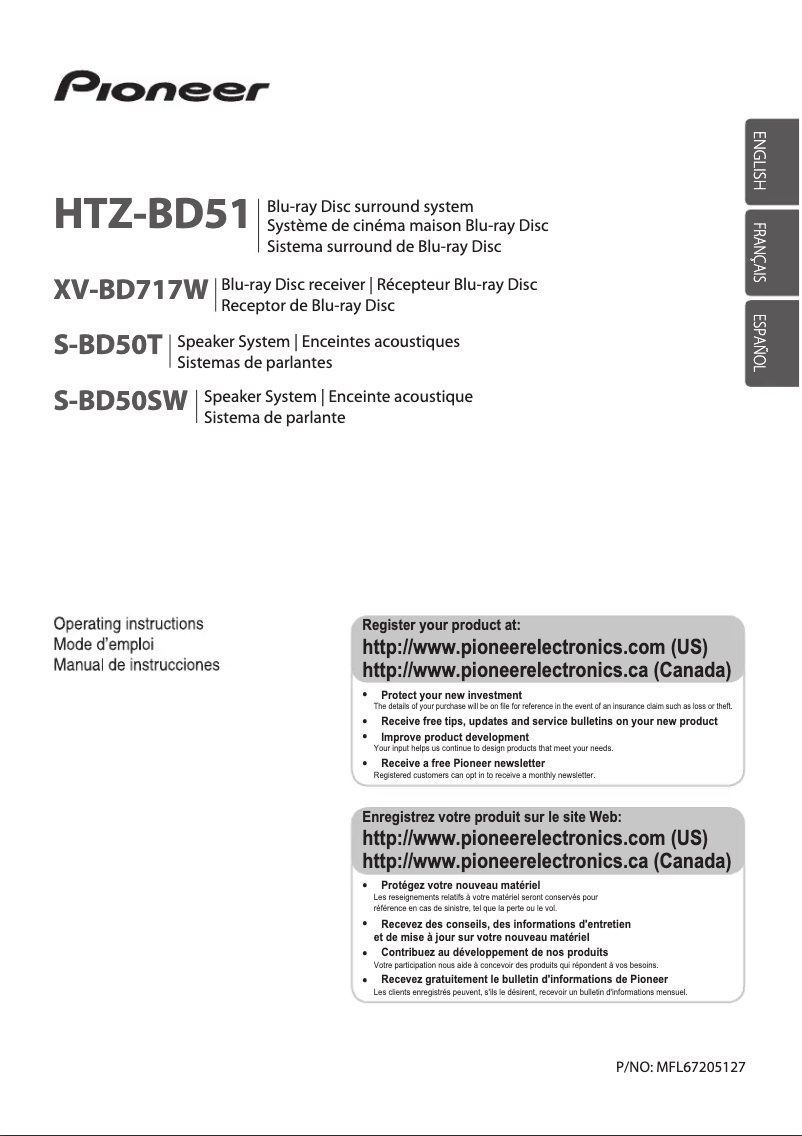 Page n°1 - Manuel utilisateur Pioneer HTZ-BD51