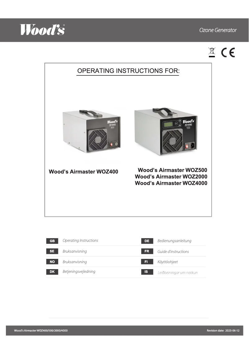 Página 1 del manual Manual de usuario Wood's Airmaster WOZ2000