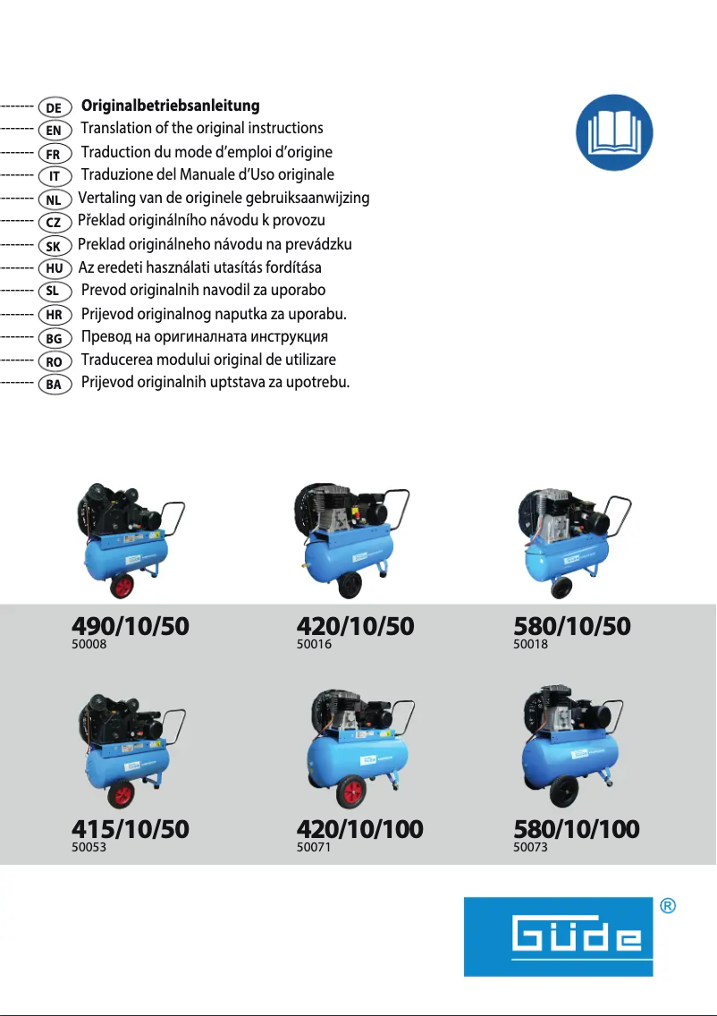 Página 1 del manual Manual de usuario Güde Kompressor 420/10/100 230V